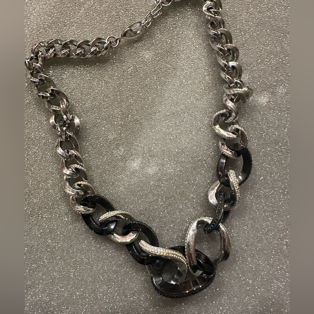 Swarovski silver and black necklace